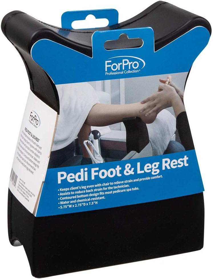 ForPro Portable Professional Pedi Foot & Leg Rest - Compact Black 5.75" W x 2.75" D x 7.5" H