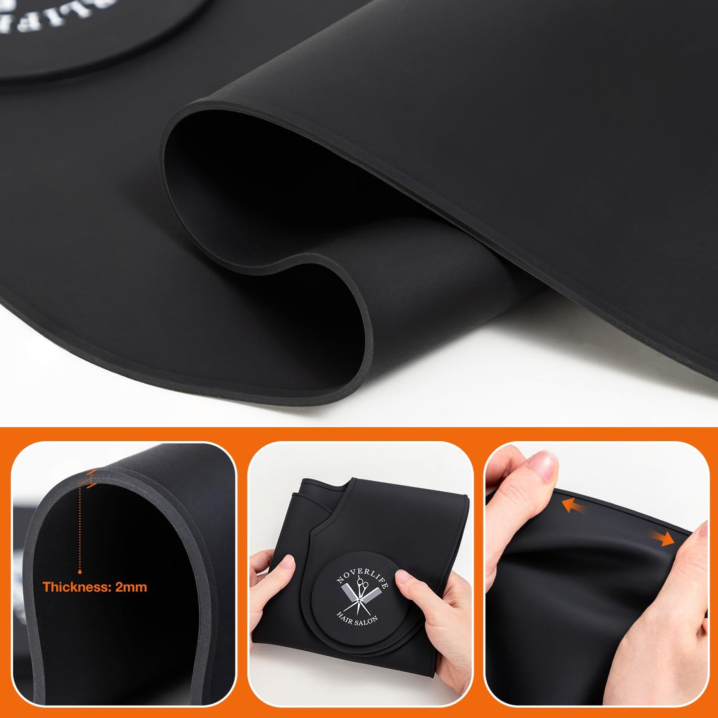 Noverlife Black Hair Cutting Collar, Silicone Hair Cutting Guide Cutting Capes Rubber Neck for Hairstylist, Weighted Hair Dye Collar Haircut Guard Shield, Rubber Neck Wrap Hair Cutting Pad for Salon