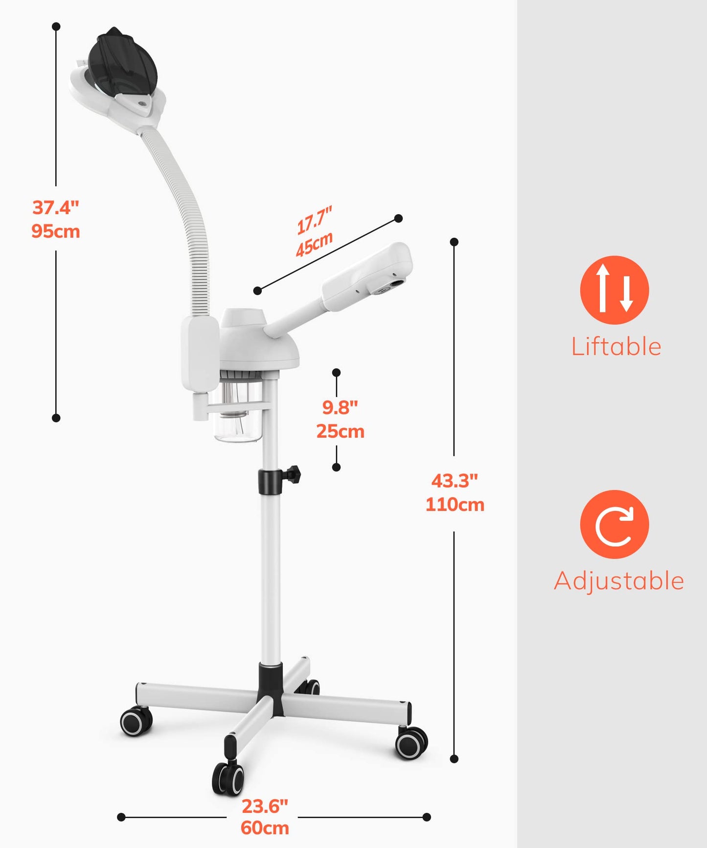 TASALON Professional 2 in 1 Facial Steamer With 5X Magnifying Foldable Arm, Ozone Mist Steamer for Face, Salon Spa Beauty Skin Care Equipment