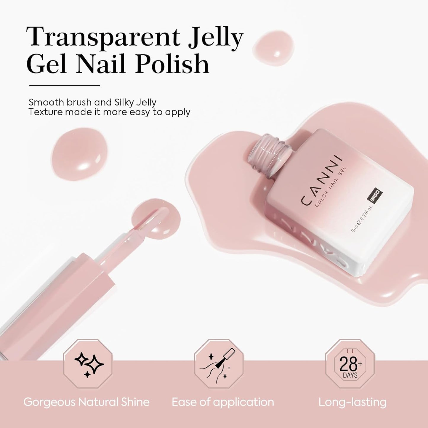 Jelly Nude Pink Gel Nail Polish Set - 6 Pcs Soak Off LED Gel Manicure Kit