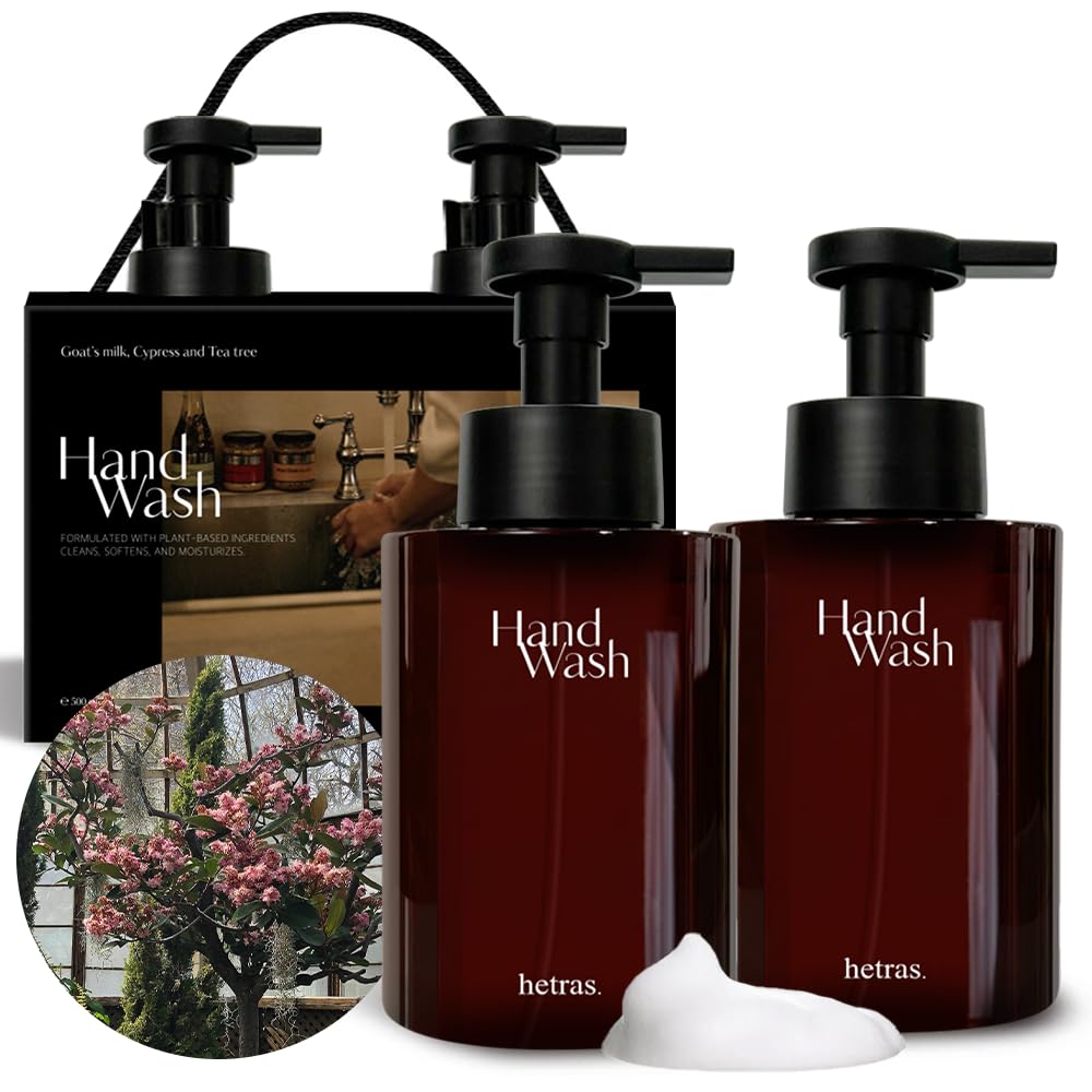 Luxurious Forest Scent Hand Wash - Hetras Perfume Bubble Wash 17.4 fl oz (2 Pack) with Pump Dispenser | Hydrating & Gentle Formula