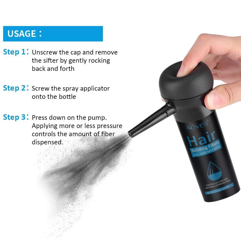 Hair Fibers for Thinning Hair With Spray,Undetectable Natural Formula,Thicker Fuller Hair in 15 Seconds,Instantly Conceal & Thicken Thinning or Balding Hair Areas,For Men&Women,Black