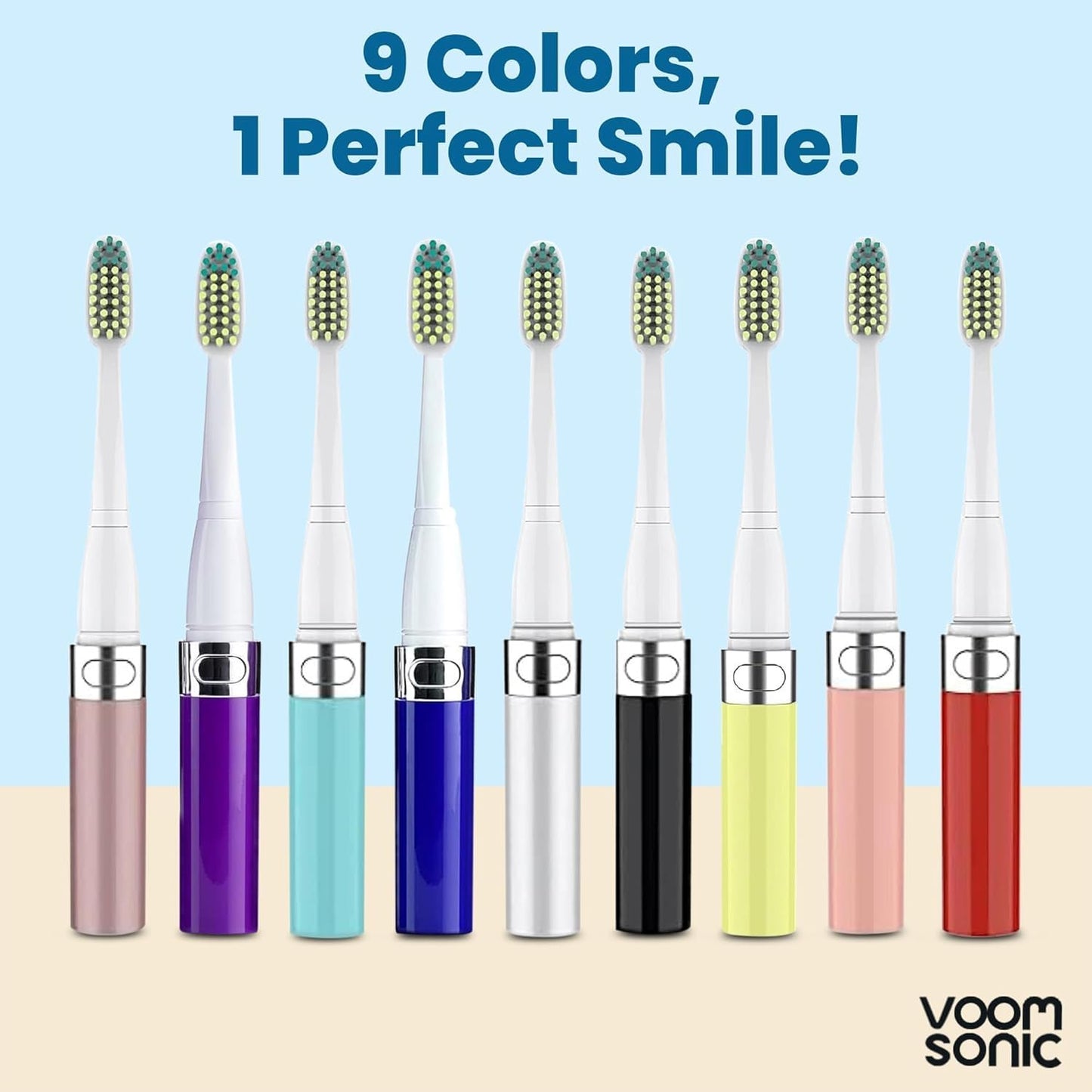 Voom Sonic Go 1 Series Travel Electric Toothbrush (Dentist Recommended) - Battery Operated Toothbrush for Adults & Kids, Sonic Toothbrush, Portable w/ 2 Minute Timer