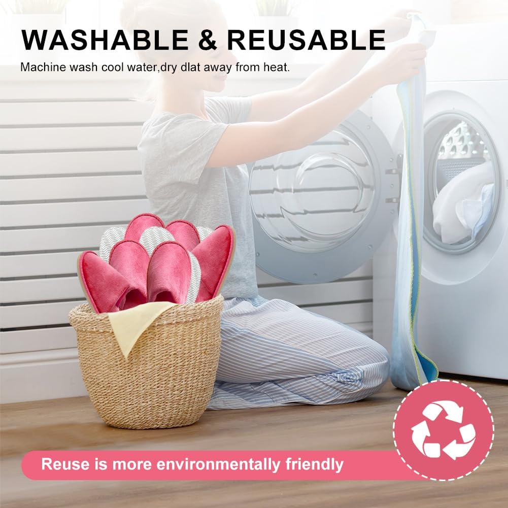 Non-Slip Disposable Slippers - 2-6 Pairs, Washable Velvet Closed Toe for Guests, Hotel & Spa