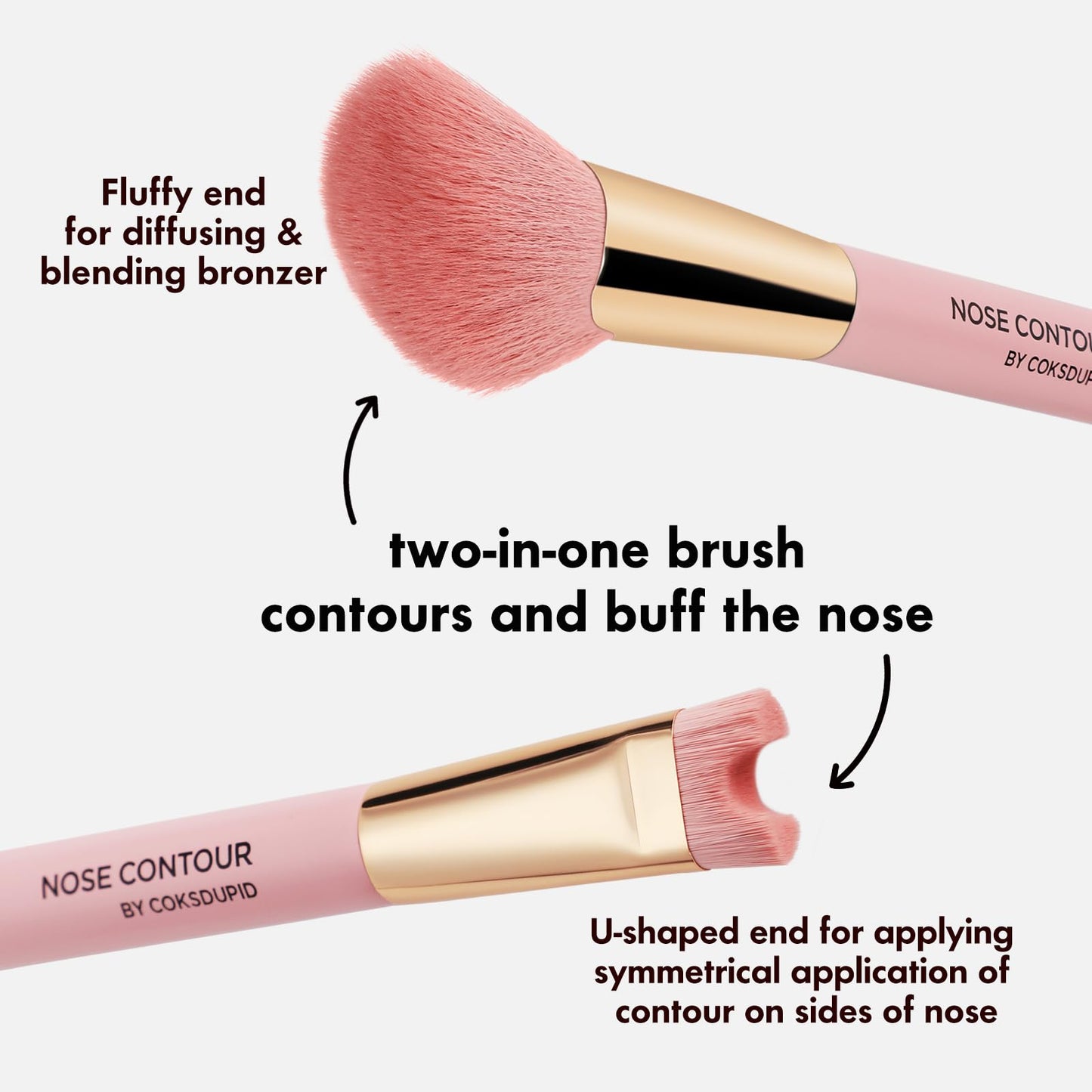 2-In-1 Nose Contour Brush, Dual-Ended U-Shaped & Angled Fluffy Brush, Makeup Contour for Nose Sculpting and Defining