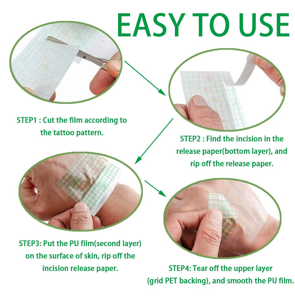Tattoo Aftercare Bandage Roll 6" x 2 Yard - Waterproof Transparent Film for Tattoos Initial Healing and Skin Repair Adhesive Tattoo Supply Wrap