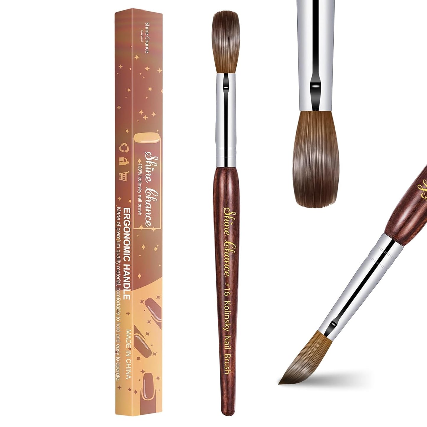 Professional Acrylic Nail Art Brush - Size 16 Kolinsky Hair Oval for DIY Salon