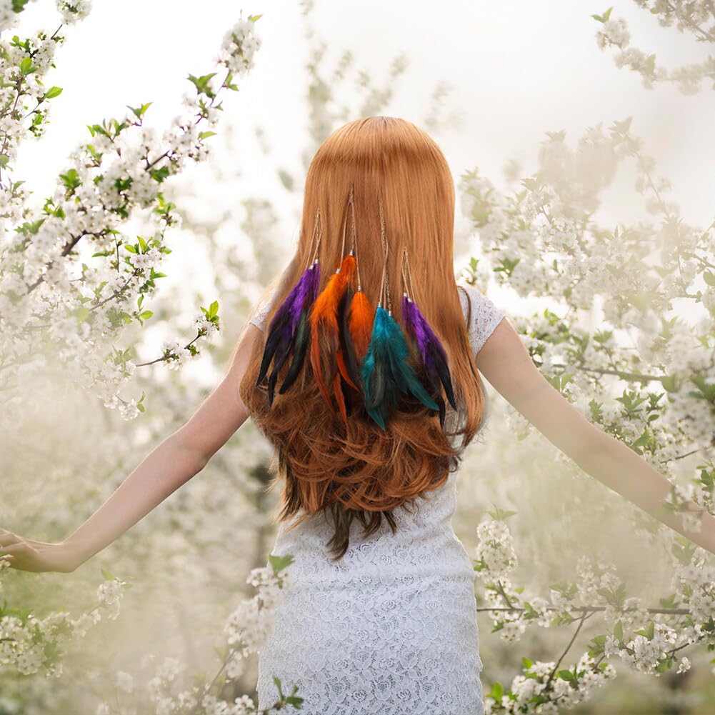 Feather Hair Extensions Clip,Zcargel 6PCS Feather Tassel Hair Decorations Mixed Colour Feather Hair Extensions Hair Accessories for Women and Girls