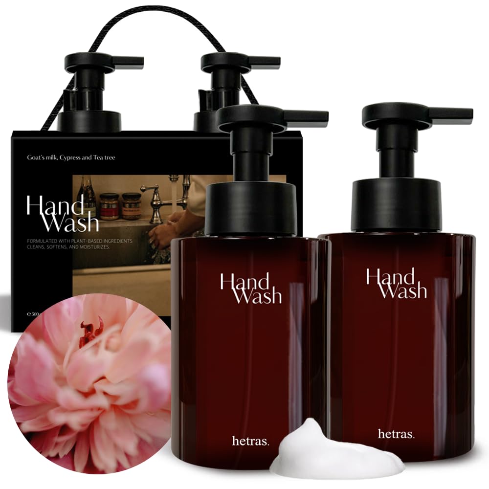 Luxurious Forest Scent Hand Wash - Hetras Perfume Bubble Wash 17.4 fl oz (2 Pack) with Pump Dispenser | Hydrating & Gentle Formula