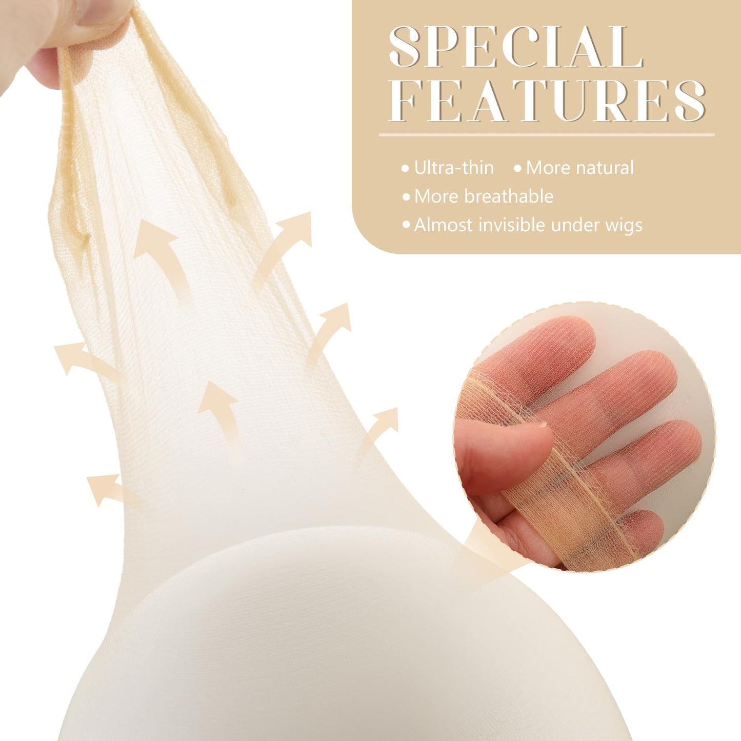 Z-CHARMMY Sheer HD Wig Caps for Lace Front Wig, 36 Pieces Non Slip Bald Stocking Caps for Women, Beige