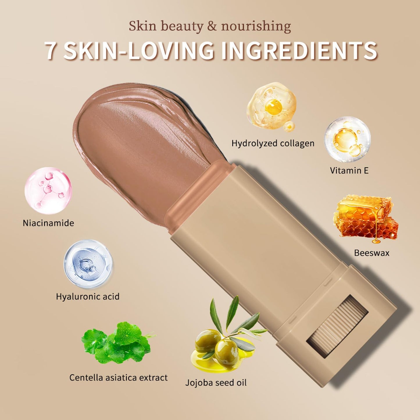 Beauty Balm Serum Boosted Skin Tint Stick – Face Tint Balm Foundation with Serum Benefits, Buildable Hydrating Coverage, Moisturizing Concealer Stick for Glowing Skin & Flawless Finish (3#, 2)
