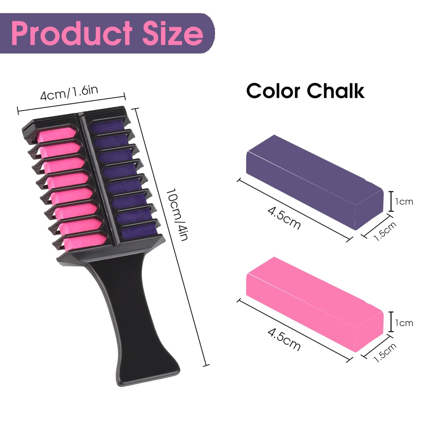 Hair Chalk for Kids Girls, Purple Pink Temporary Hair Color Dye, Washable Hair Chalk Comb - Kids Hair Dye Makeup For Party Halloween Christmas Birthday Cosplay Festivals
