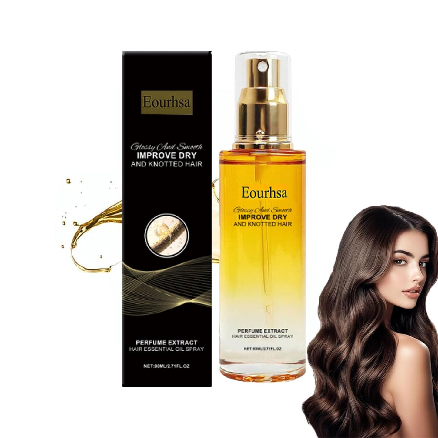 Eourhsa Aceite Capilar, Favourcy Conditioning Oil Spray, 80ml Conditioning Oil Spray Scalp & Hair Strengthener Leave-In Conditioner Comforting Shampoo, For Dry and Knotted Hair (One Size, 1Pcs)