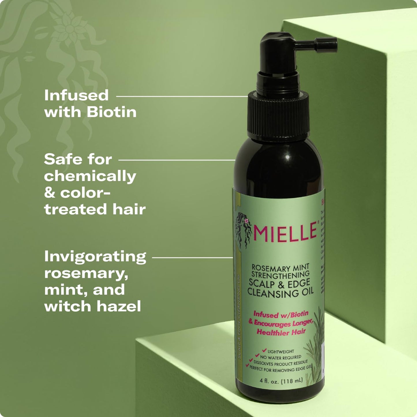 Mielle Organics Rosemary & Mint Scalp & Edge Cleansing Hair Oil - No-Rinse Scalp Cleanser for Product Build Up - Prolongs Hairstyles Between Wash Days & Encourages Longer, Healthier Hair (4 Oz)
