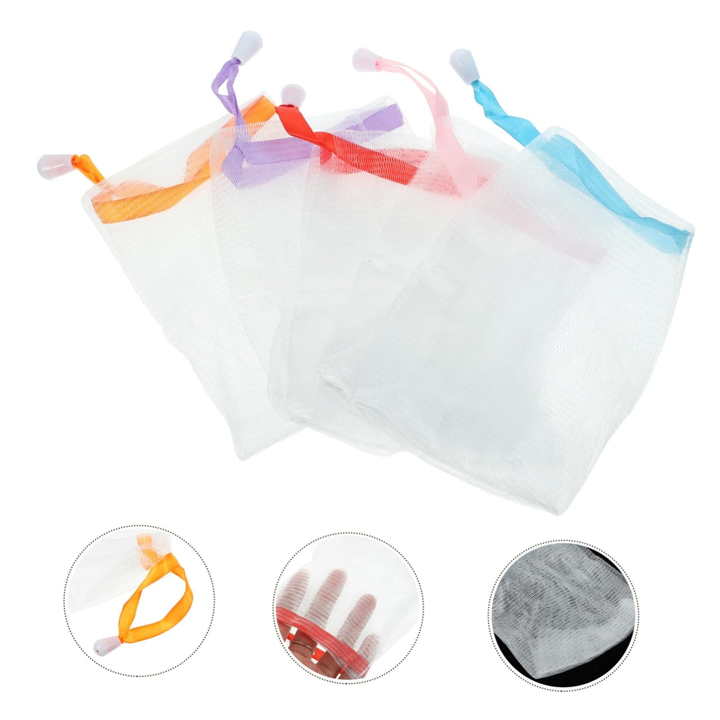 FOMIYES 10pcs Soap Foaming Net Exfoliating Pouch for Bar Soap Drawstring Mesh Bag for Face Body Cleansing Random Style