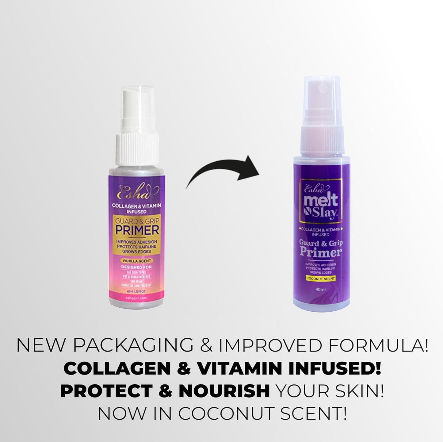 Esha Melt N Slay Guard & Grip Primer - Collagen, Olive Fruit Oil, Vitamin E Infused - Enhance & Protect Your Skin - Improve Adhesion - Save Hairline