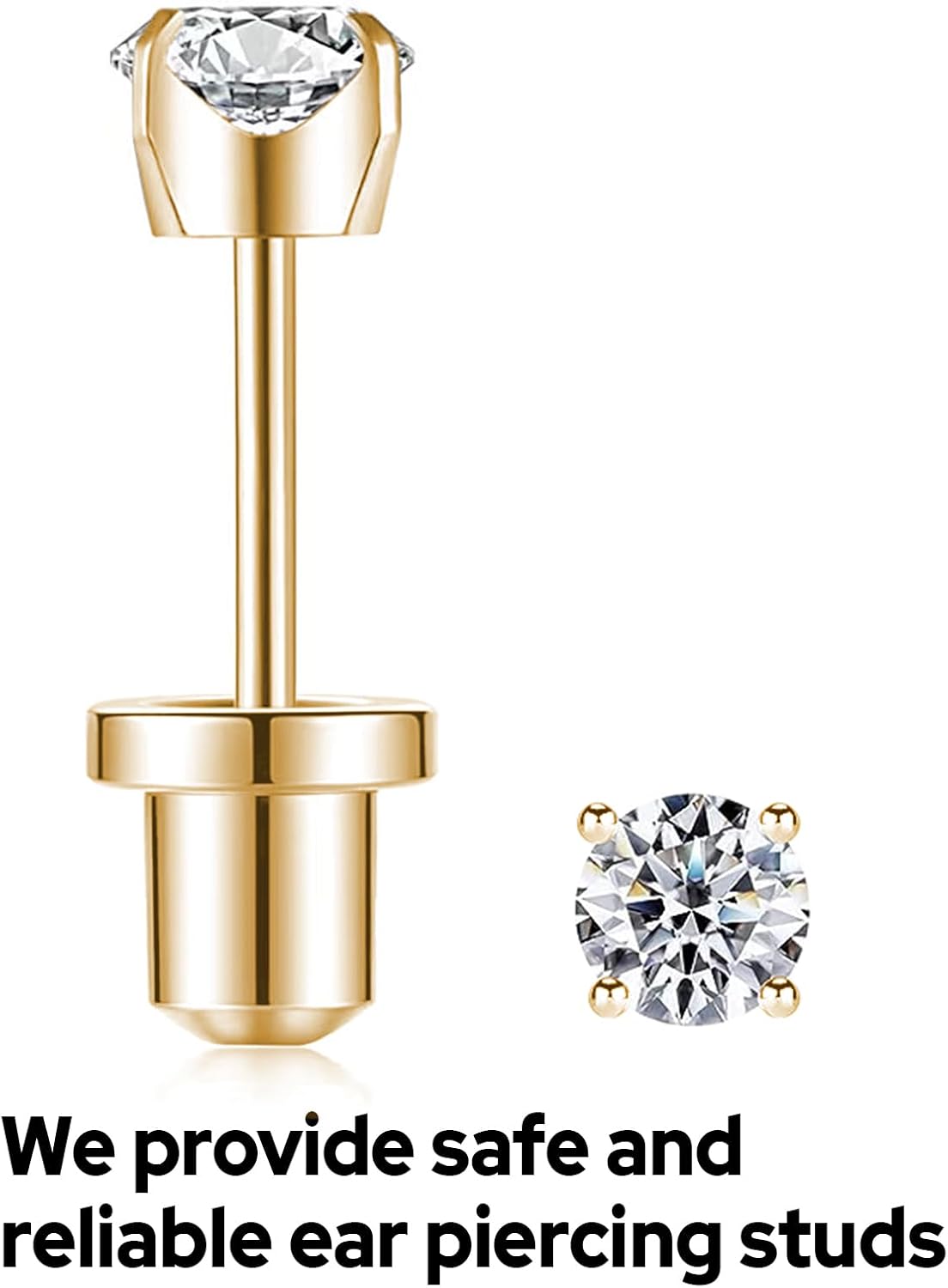 At-Home Ear Piercing Kit - Disposable Gun with 316L Surgical Steel & 4mm CZ Earrings | 4 Pack