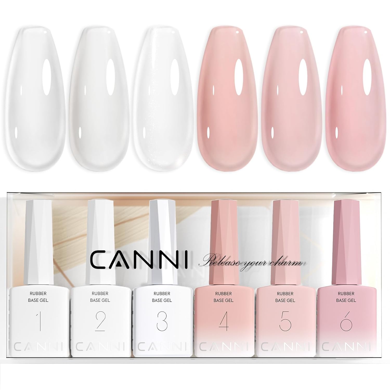 Jelly Nude Pink Gel Nail Polish Set - 6 Pcs Soak Off LED Gel Manicure Kit