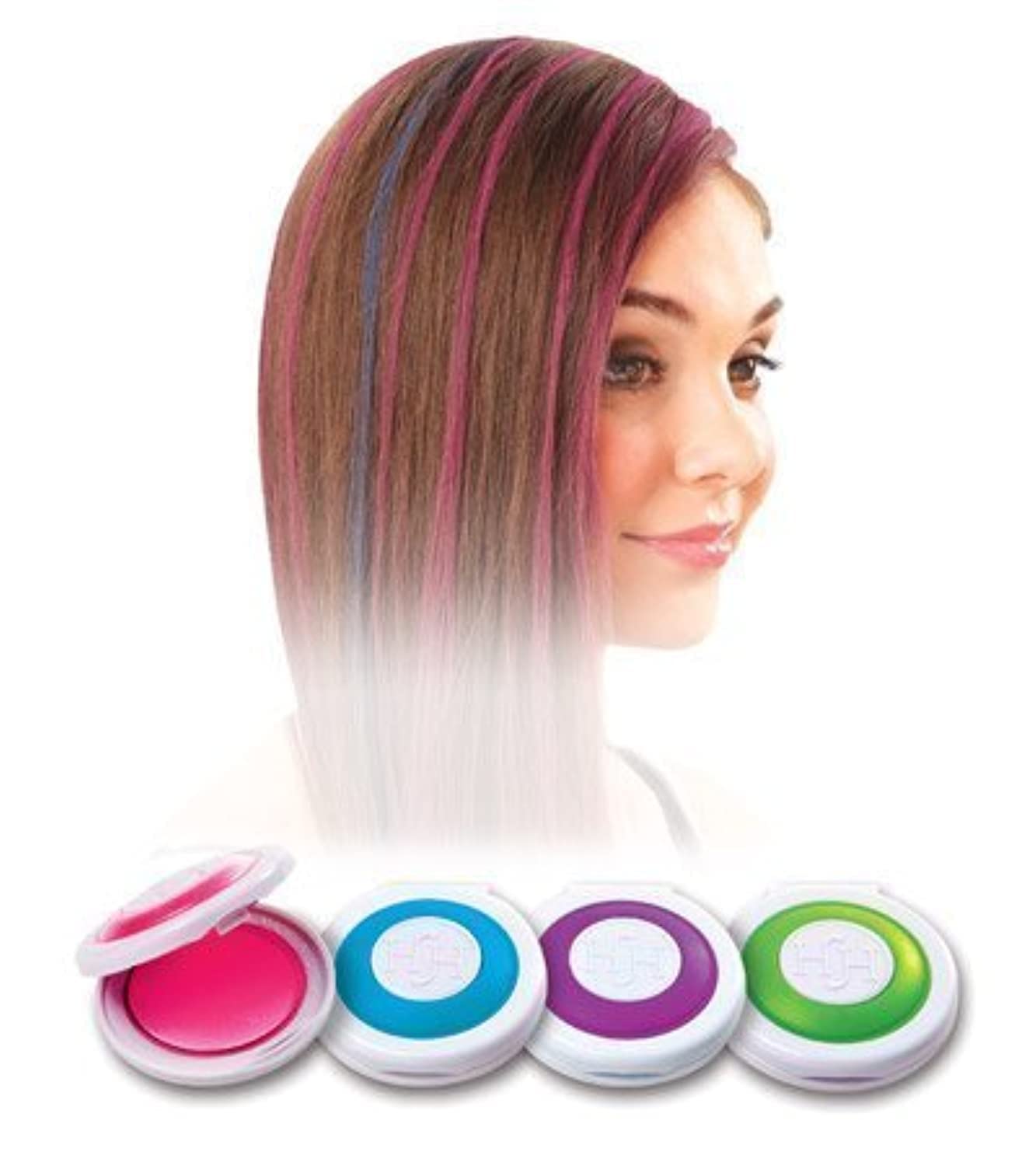 Hot Huez Temporary Hair Chalk - Set of 4 Colors: Blue, Green, Pink, Yellow
