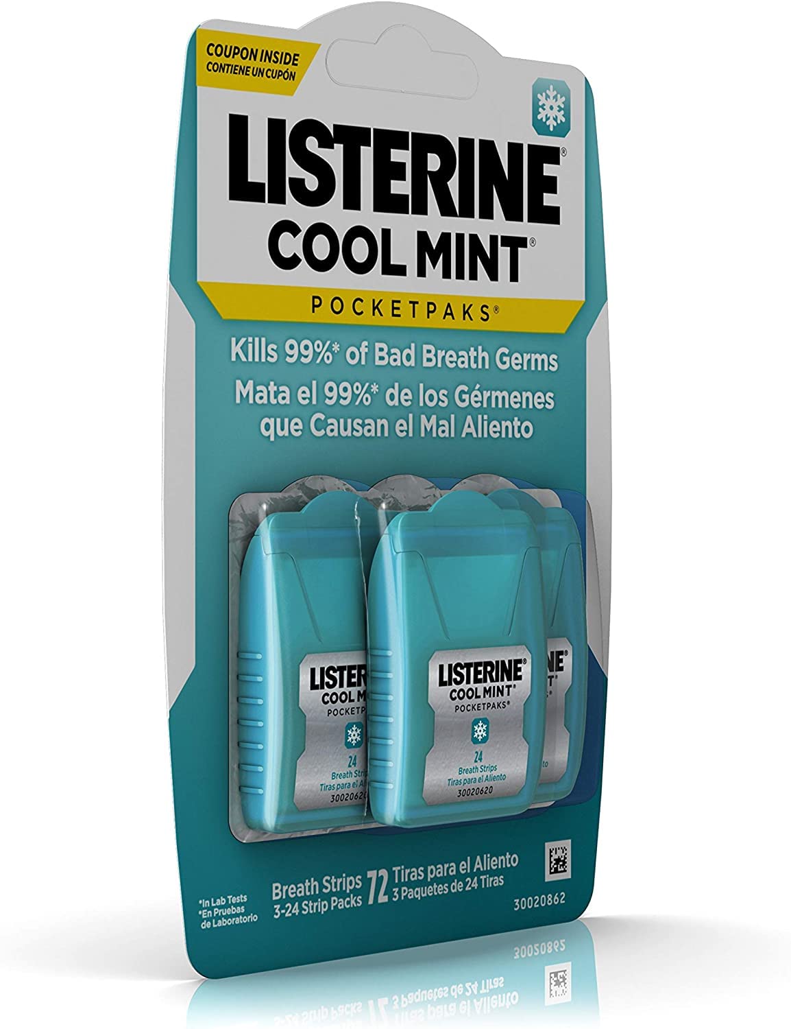 Listerine Cool Mint Pocketpaks Breath Strips, 12-24-Strip Pack Total 288 Strips