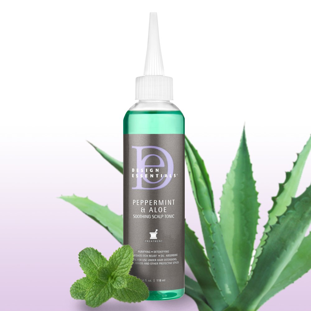 Design Essentials Peppermint & Aloe Soothing Scalp Tonic, No-Rinse Scalp Refresher for Braids, Locs, Wigs & Weaves, 4 oz (Pack of 1)