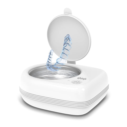 Wrklly Rechargeable Ultrasonic Retainer Cleaner Machine | 50kHz 1.9 inch Ultra-Thin Portable | Night Guard Aligners Jewelry |6pcs Cleaner Tablets Included | Quick & Deep Clean Modes | FSA HSA Approved