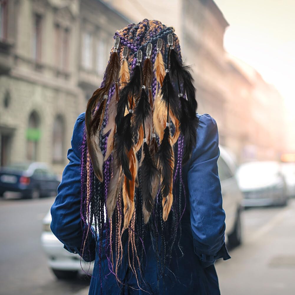 Feather Hair Clip,Zcargel 3/6PCS Indian Feather Hair Clip Accessories Mixed Colour Feather Hair Extensions Boho Headpiece for Women and Girls
