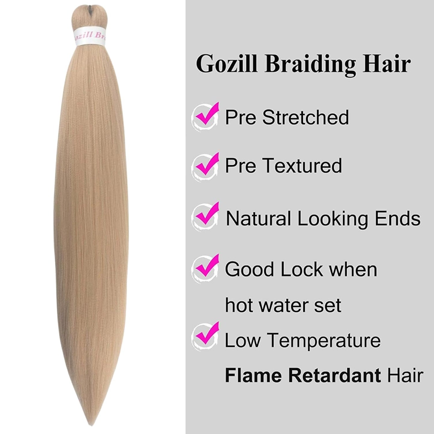Ash Brown Pre-Stretched Knotless Braiding Hair Extensions - 6 Packs Synthetic Box Braids