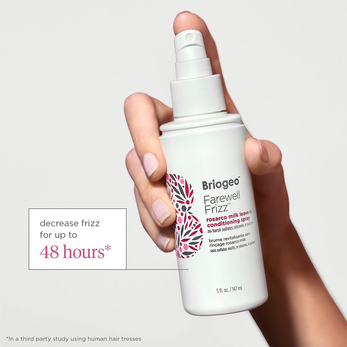Briogeo Farewell Frizz Rosarco Milk Leave-In Conditioning Spray, Anti Frizz Leave In Conditioner for Curly Hair, Hair Detangler Spray & Hair Moisturizer with Argan Oil, Vegan, Cruelty-Free, 5 fl oz