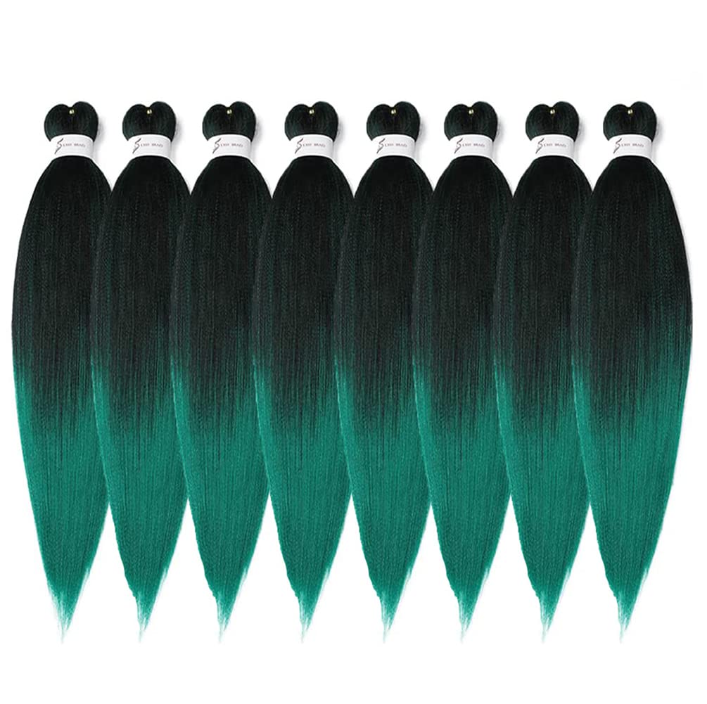 8 Packs 20-Inch Ombre Pre-Stretched Braiding Hair - Soft Yaki Texture Extensions