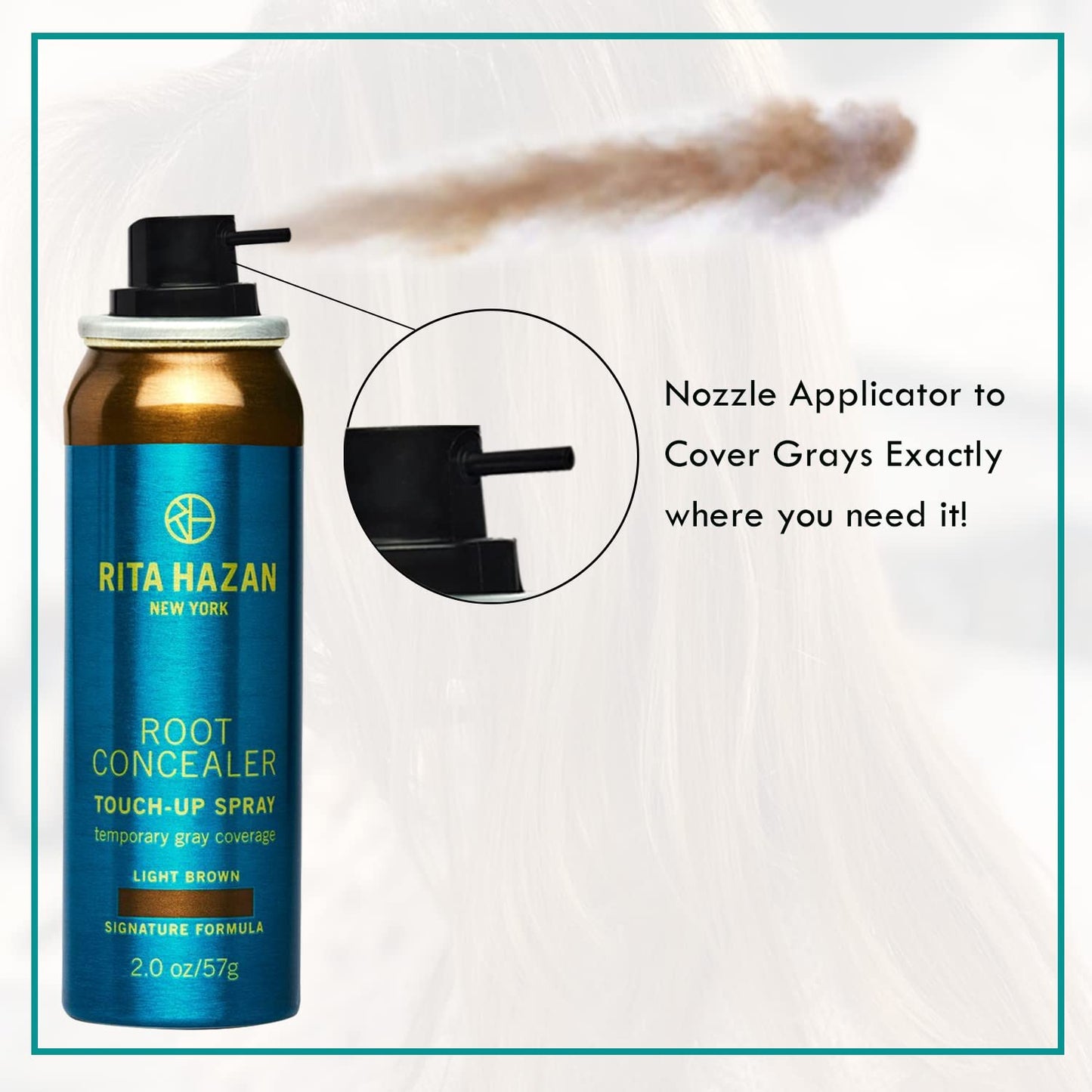 Rita Hazan Root Concealer Touch Up Spray - Instant Spray To Cover Up Roots - Quick Drying, Water-Resistant Formula - Temporary Hair Color Spray for Gray Roots - 2 oz. Root Spray Light Brown
