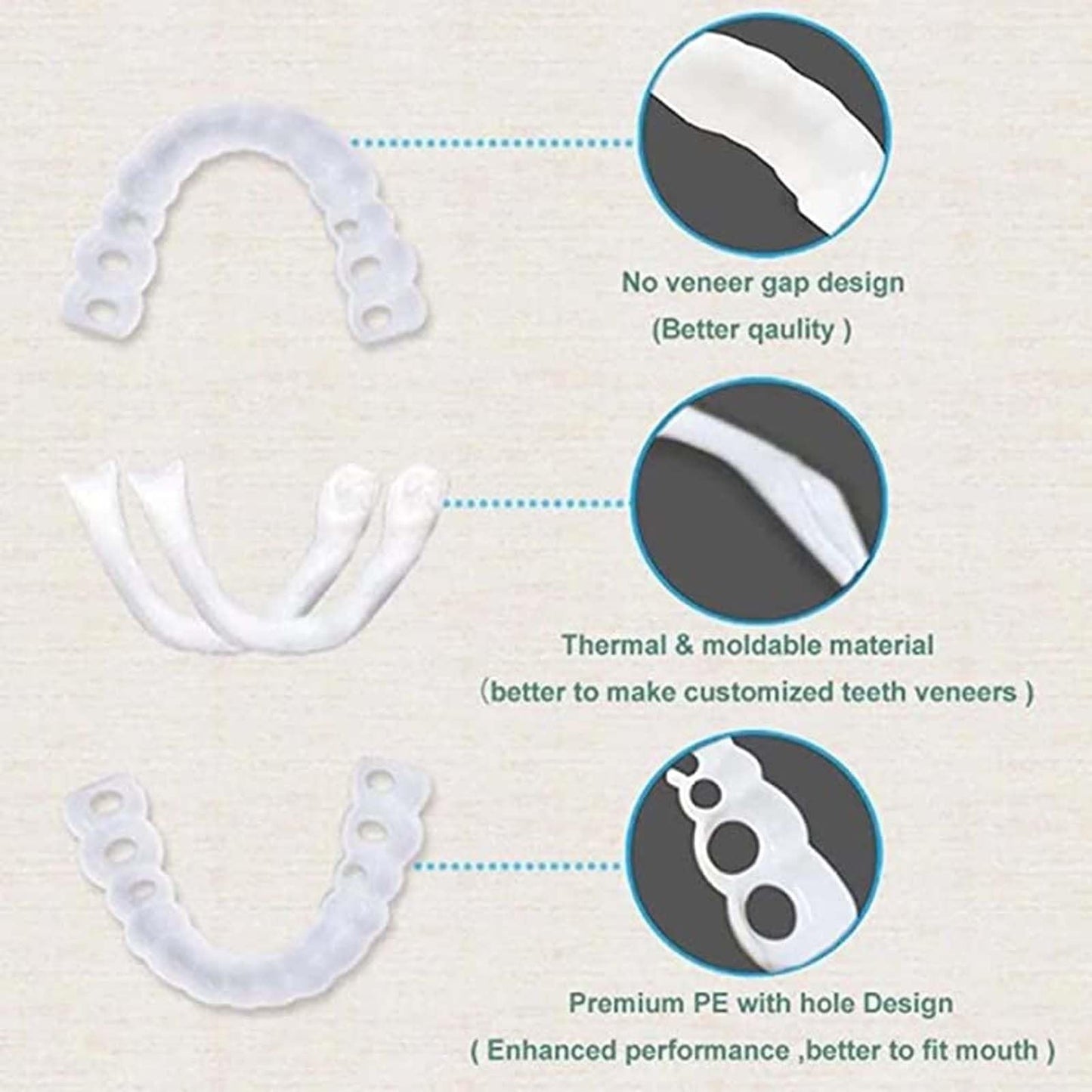 2Pairs Temporary Dentures Teeth for Women and Men, Nature and Comfortable, Protect Your Teeth and Regain Confident Smile