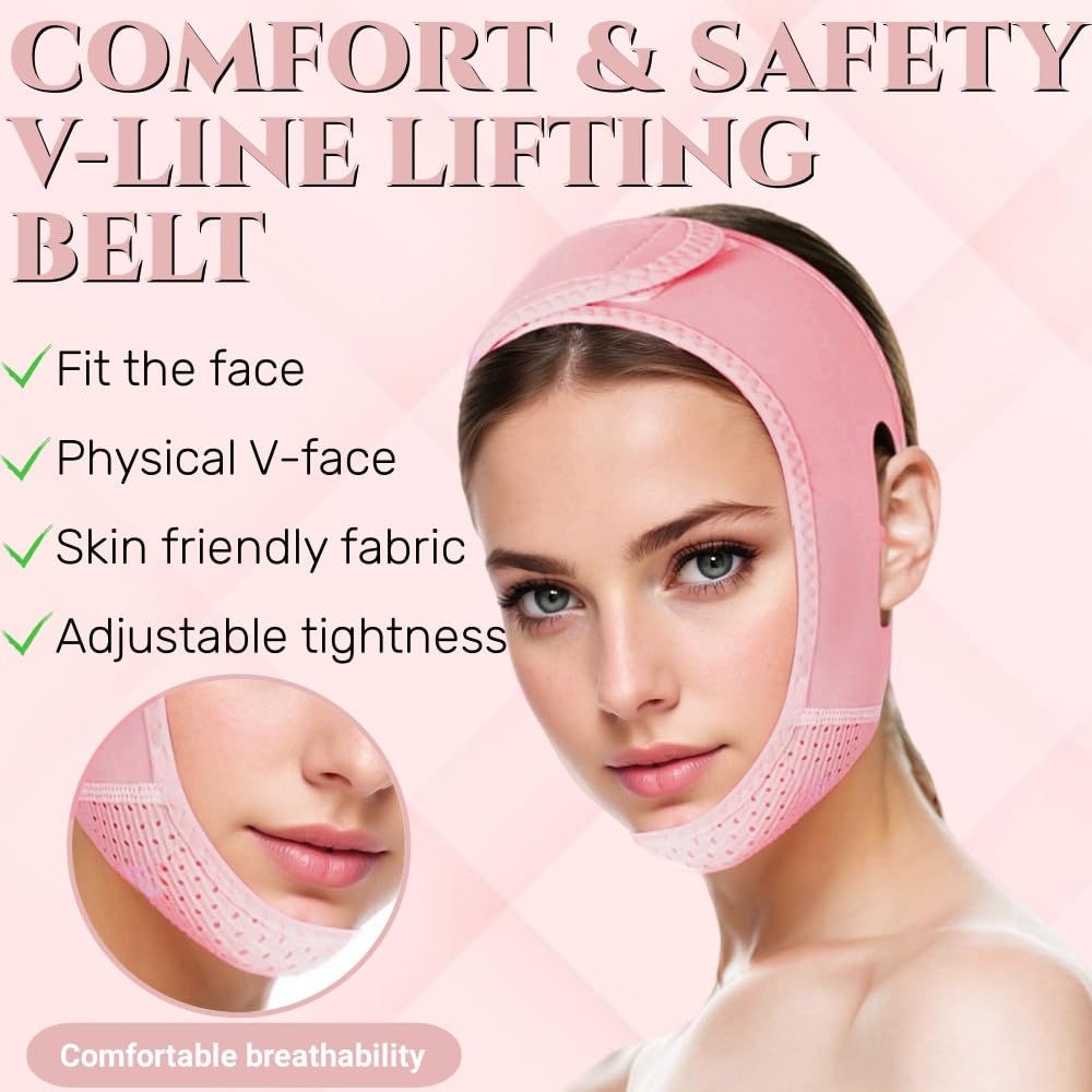 V Line Lifting Mask Chin strap for sleeping, V Line Lifting Mask for Women,Jaw Exerciser,Medium,Pink