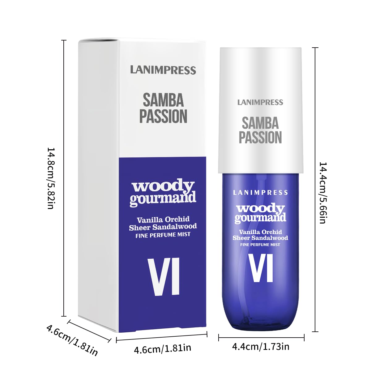 LANIMPRESS Perfume - No.6,Body Spray For Women(Eau De Perfum) Hair & Body Fragrance Mist,Fresh Fruity & Floral Flavors Gourmet Tune(Velvet Plum +Sugared Violet+Vanilla ) Perfumes For Women(3 fl oz)