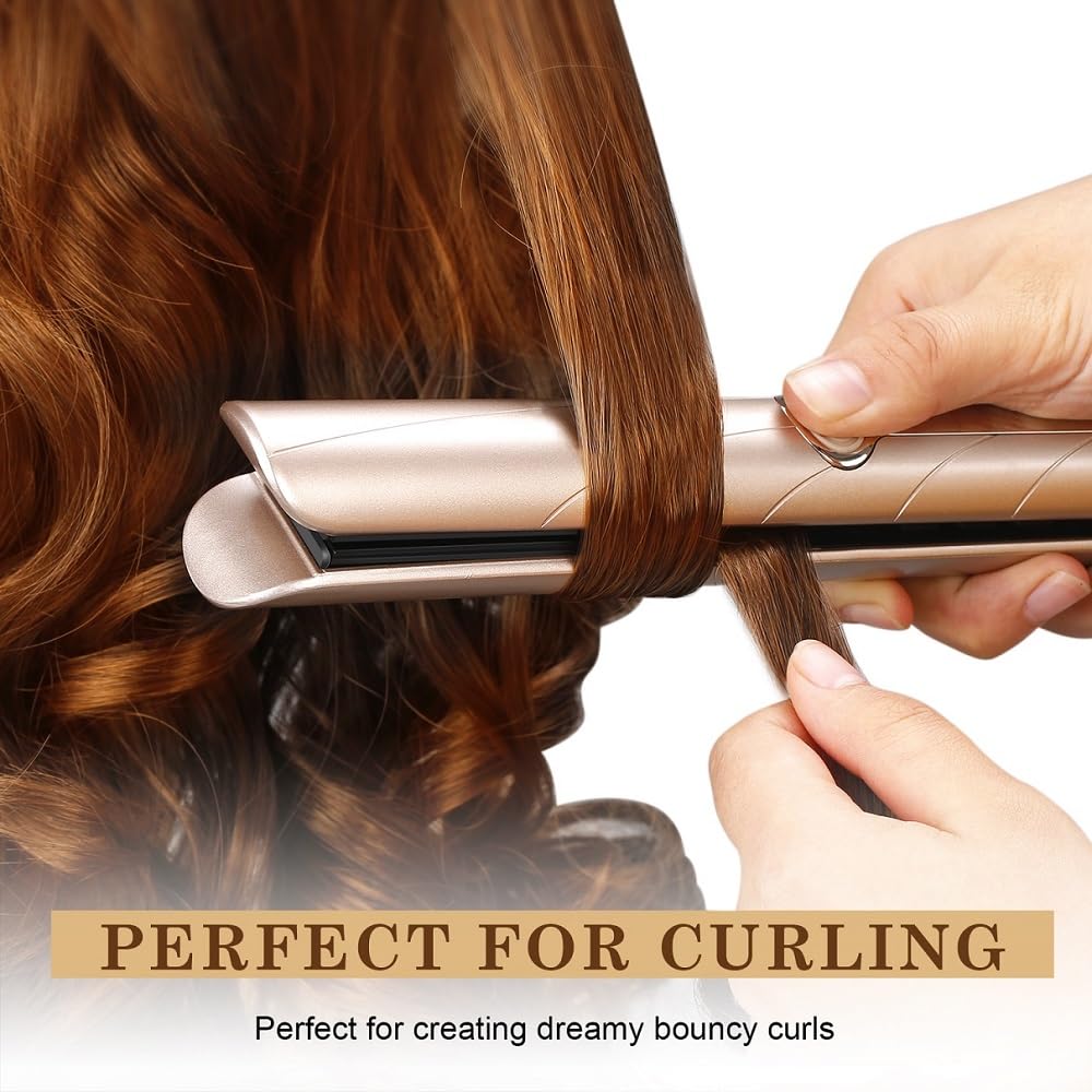 Hair Straightener Flat Iron, 2 in 1 Professional Hair Straightener and Curling Iron, 230℉-450℉ 1 Inch, Suitable for All Personal Professional Salon Hairstyles, Gift for Girls Women