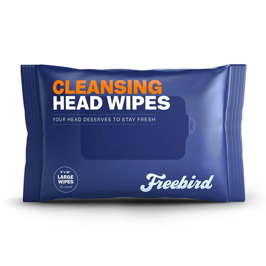 Freebird Men’s Rinse-Free Head & Body Wipes - 10ct Flushable Towelettes with Aloe & Eucalyptus for Gym & Camping