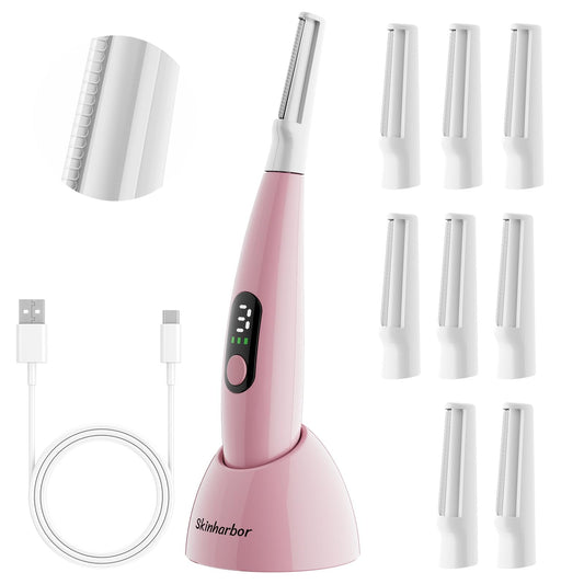 Sonic Smooth Dermaplane Razor for Women Face,Women’S Facial Exfoliation & Peach Fuzz Hair Removal System,Anti-Aging–3 Speeds–8 Dermaplaning Blades–Rechargeable,Sonicsmooth Sonic Dermaplaning Tool