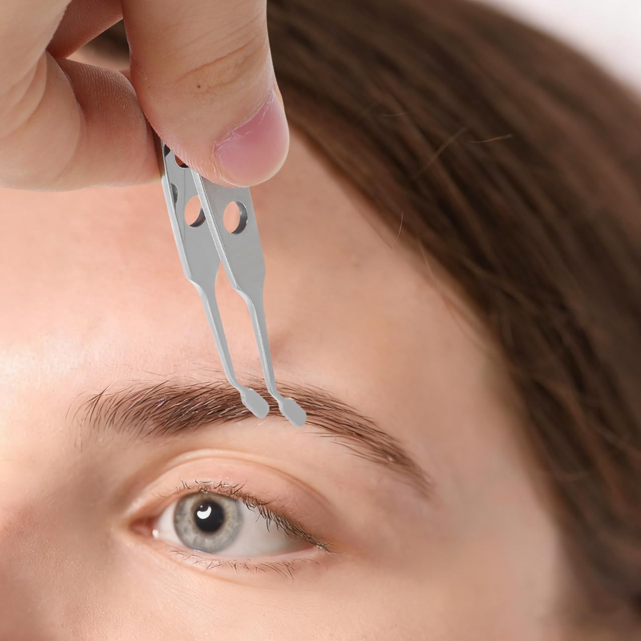 TEHAUX Meibomian Gland Expressor, Stainless Steel Eyelid Massage Tweezer with Positioning Pin, Prevent Excessive Force, Rectangle Tip Eyelid Expressor for Dry Eyes (Silver)