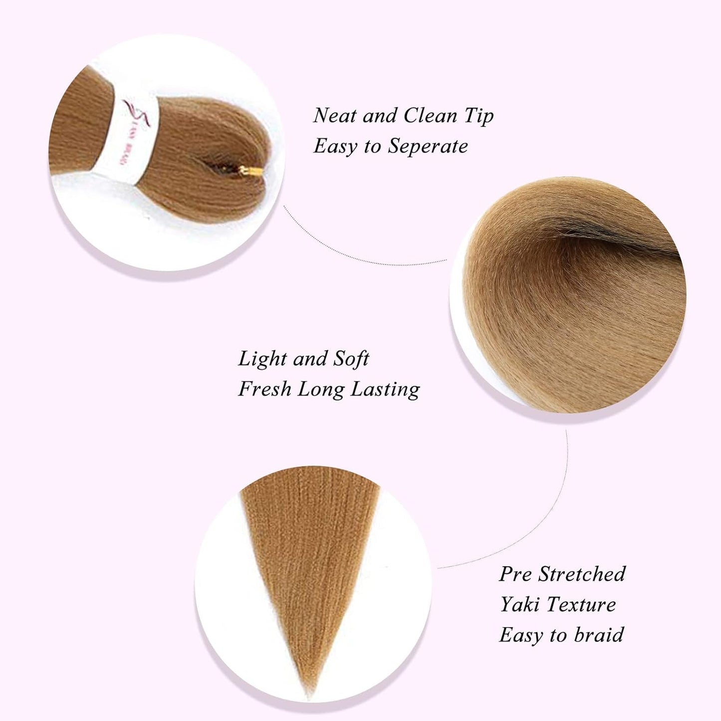 27" Honey Blonde Pre-Stretched Braiding Hair - 26 Inch, 8 Packs, Soft Yaki Extensions