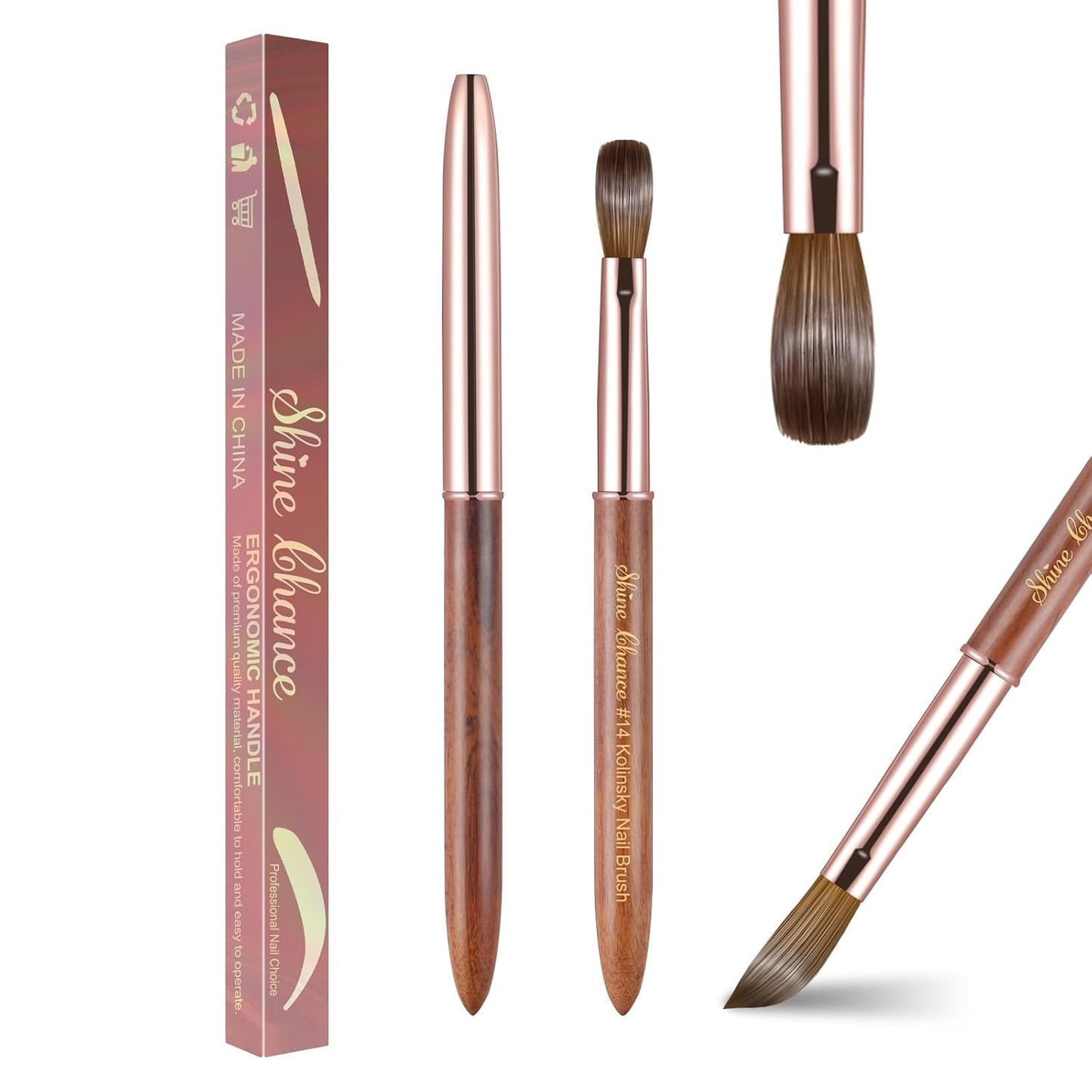 Professional Acrylic Nail Art Brush - Size 16 Kolinsky Hair Oval for DIY Salon