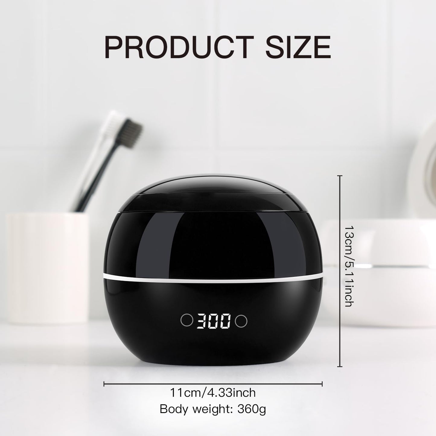 Ultrasonic Retainer Cleaner Machine Denture Cleaning Pod Portable Night Guard Cleaner for Mouth Guards, Jewelry Cleaner with Digital Timer, Dual Cleaning Mode