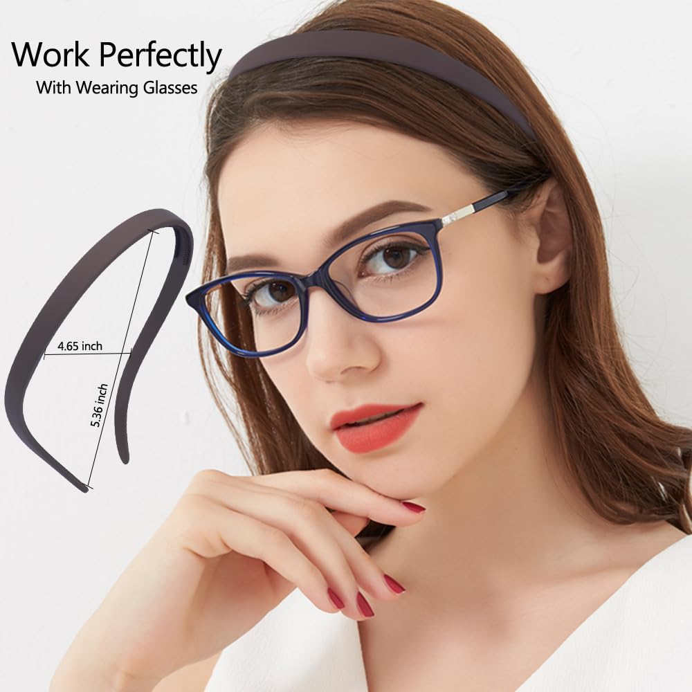 6Pcs Headbands for Glasses Wearers No Pressure No Headache Square Sunglasses Headband for Women Comfortable Thin Hairbands for Women, Plastic Hairbands with Teeth Non Slip Fashion