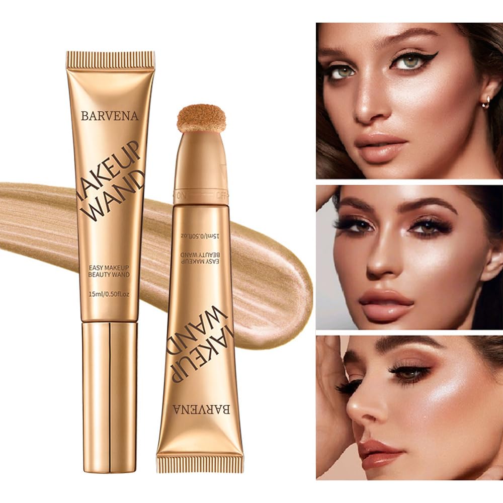 BARVENA Liquid Highlighter Wand,Liquid Highlighter Makeup Wand For Luminous, Glowing Skin, Buildable Formula, Vegan & Cruelty-Free Highlighter stick (Bare Rosé)