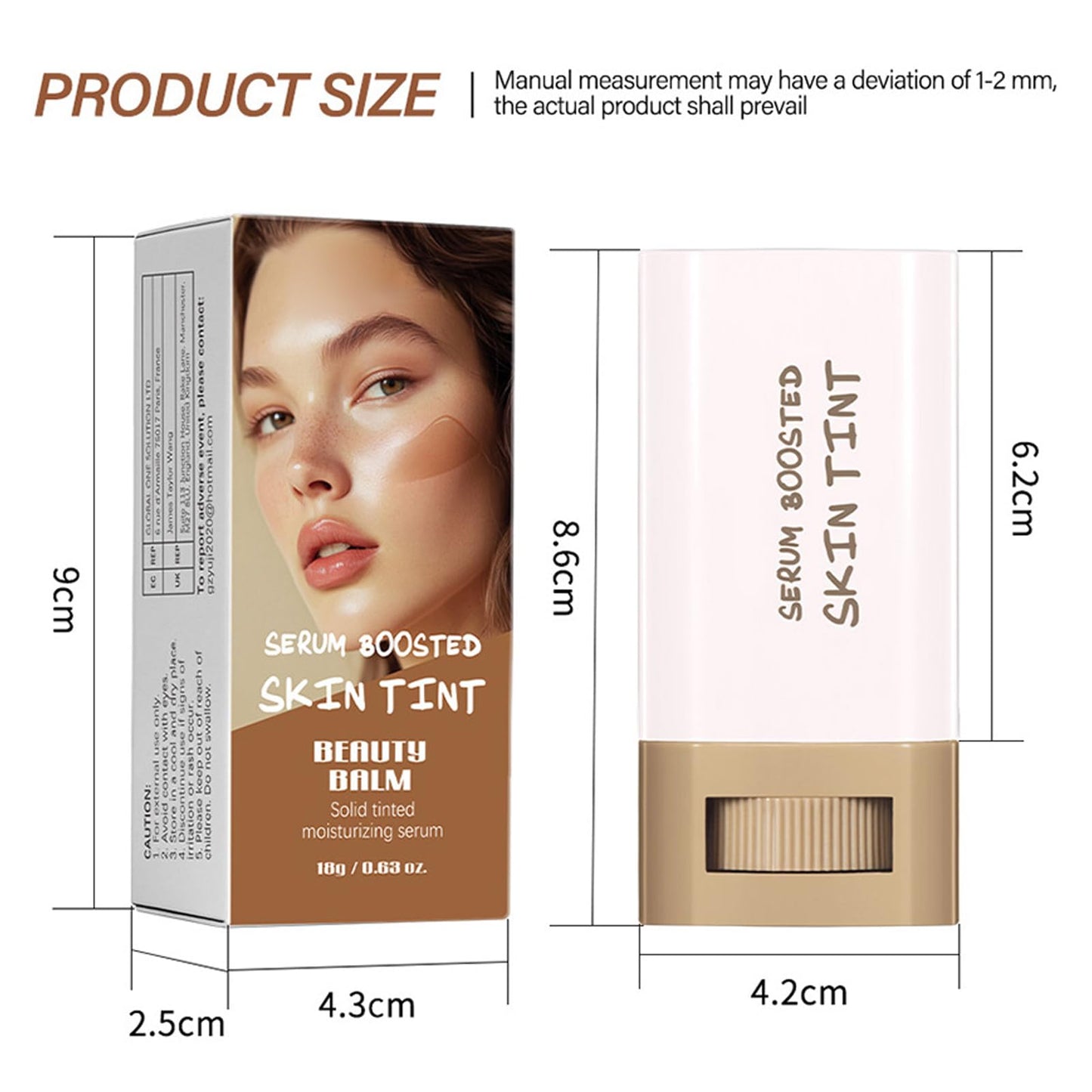 Covebalm Beauty Skin Tint, Serum Boosted Hydration skin tint for Black Women, Foundation Stick Beauty Balm, Lasting Moisturizing, Non-Greasy & Waterproof (#03)