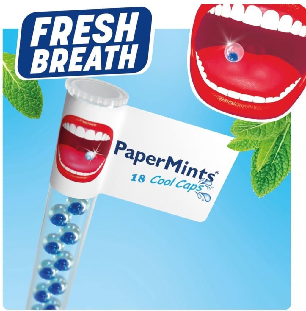 PaperMints CoolCaps - Sugar-Free Instant Fresh Breath Mints, 4 Pack (160 Capsules) for Halitosis & Dry Mouth Relief
