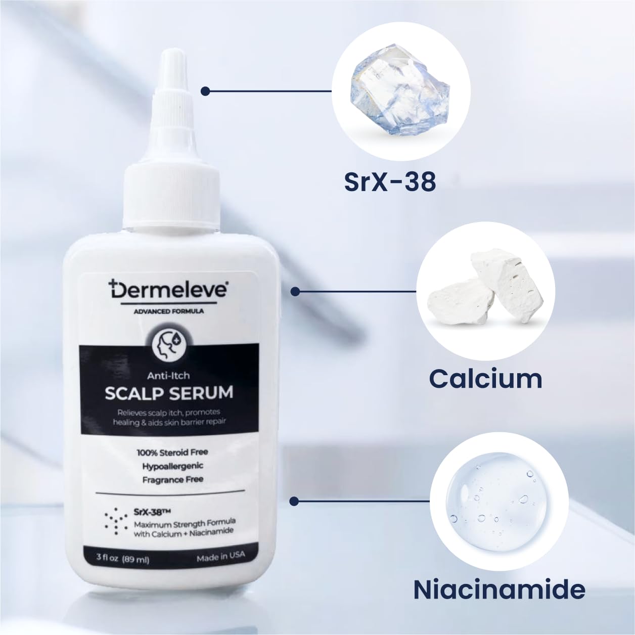 Dermeleve Scalp Serum for Neuropathic Itch, Sebborheic Dermatitis & Scalp Psoriasis | Dry Itchy Leave In Scalp Treatment | Quick Absorbing, Moisturizing & Non-Greasy (1 Pack)