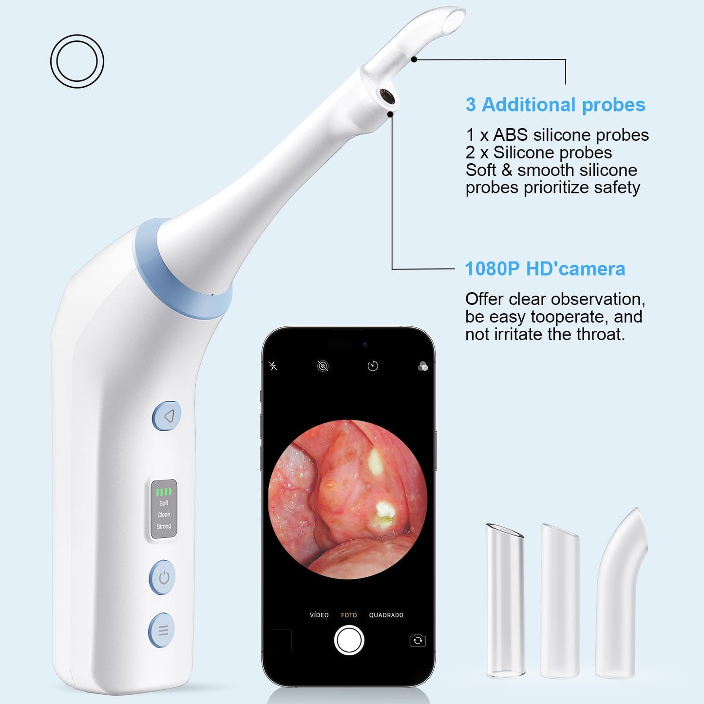 Electronic Tonsil Stone Remover with Camera, Tonsil Stone Removal Kit, 3 Suction Levels, Tonsil Stone Vacuum, Oral Care for Mouth Health, USB Rechargeable