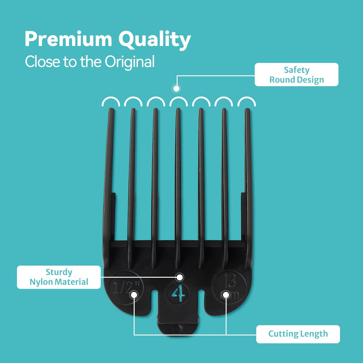 Clipper Guards Set Compatible with Most Wahl Clippers, Clipper Guides Replacement - 1/16" to 1", 10 Piece Set, Black Color