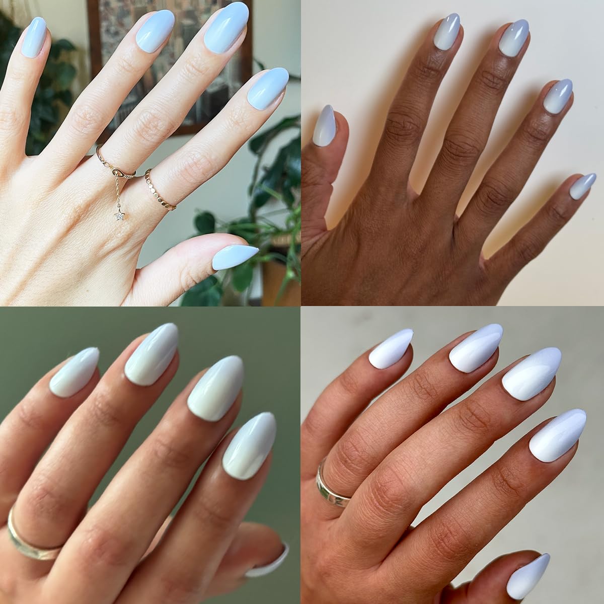 Olive & June Instant Mani Press On Nails (Glue) | Blue Gradient | Medium, Almond 42 Fake Nails, 21 Sizes Non-Toxic, Long-Lasting Recycled Materials Realistic Look | BP Ombre