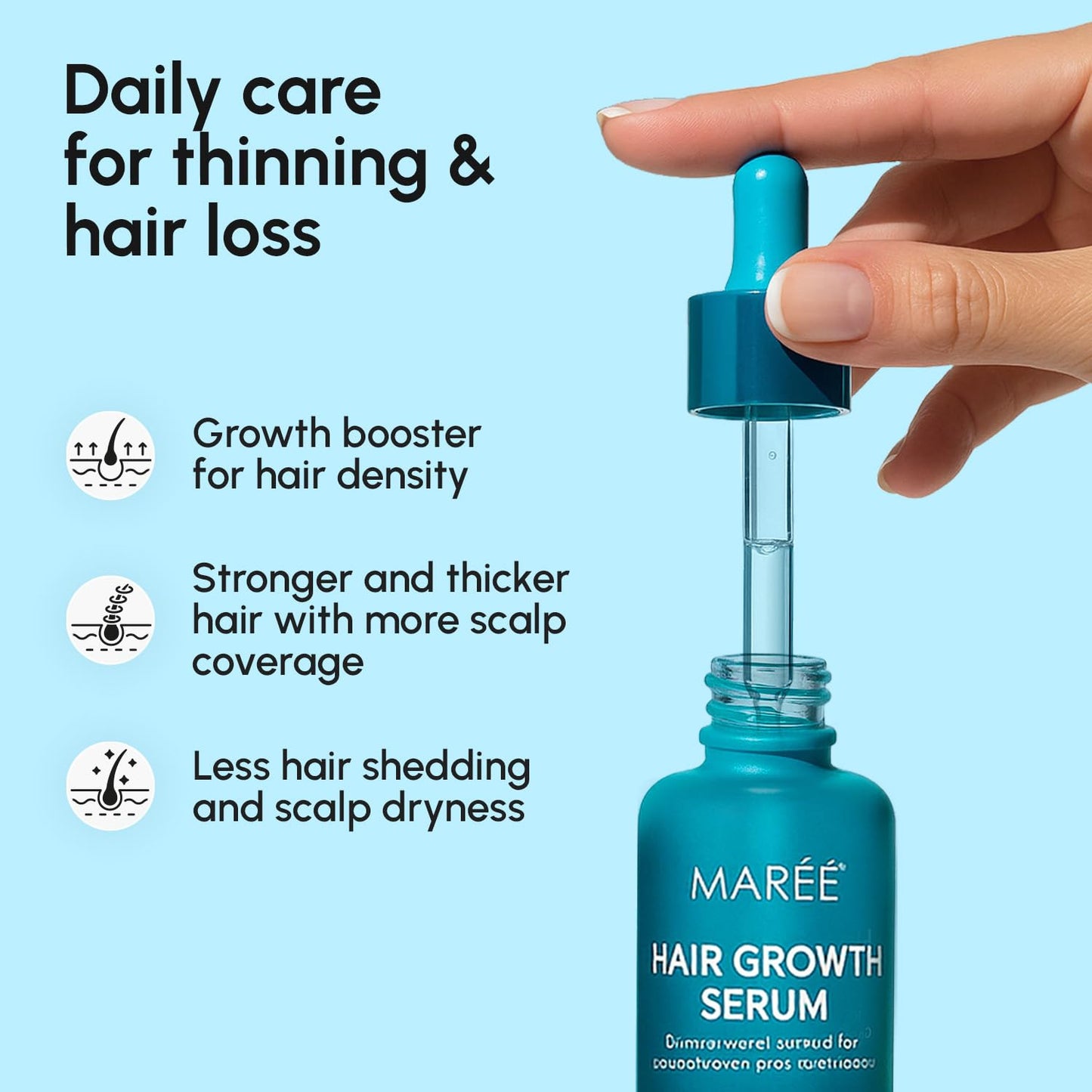 MAREE Hair Growth Serum - Scalp Revival with 100 Peptides for Lightweight Botanical Care